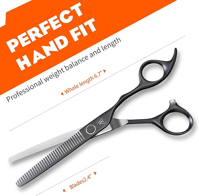 Sirabe HIGH-END Professional Hair Thinning Shears Barber Hair Cutting Texturizing Teeth Scissors with Case, Ultra 440C Sharp Blades for Salon Home Hairdressing Black