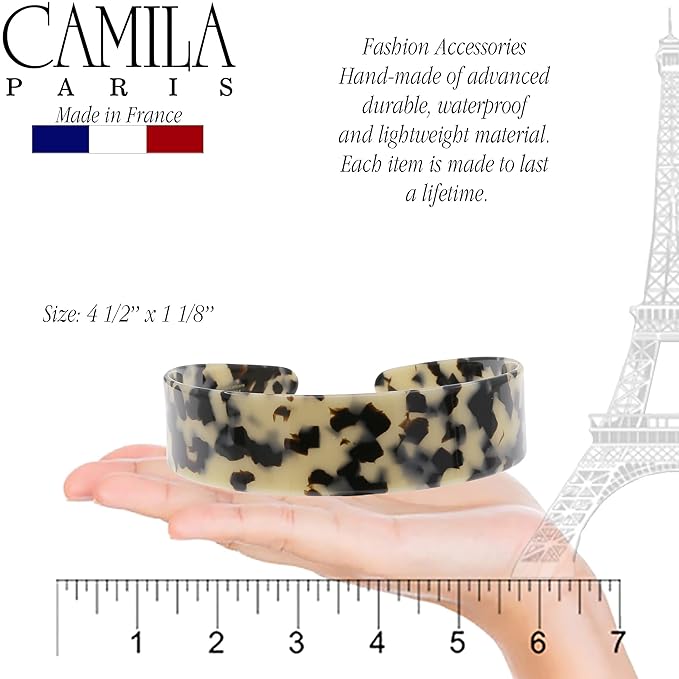 Camila Paris CP3882 French Headband for Women, Handmade White Tokyo, Strong Hold Grip Women's Hair Band, Ligth and Very Flexible, No Slip and Durable Styling Girls Hair Accessories, Made in France