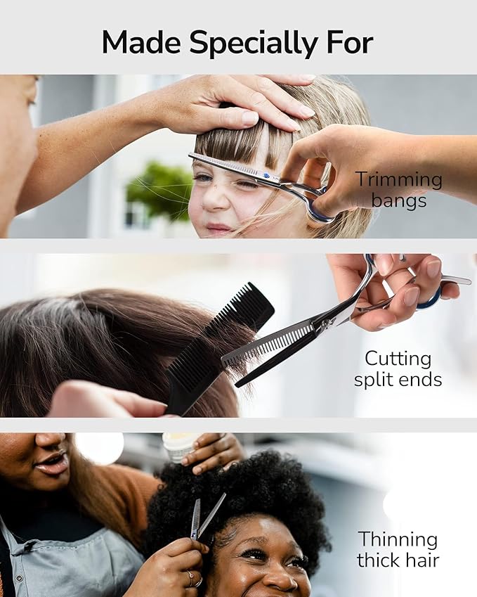 ULG Professional Thinning Shears with Comb - 6.5“ Japanese Stainless Steel Texturizing & Hair Cutting Scissors for Salon & Home Use