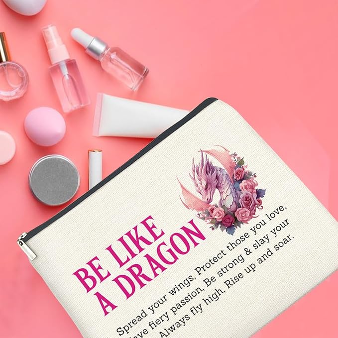 Dragon Lover Makeup Bag - Motivational Gifts Cosmetic Pouch With Zipper - Be Like a Dragon