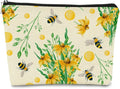 Bee Summer Cottagecore Yellow Flowers Daisy Makeup Bag Cosmetic Bag Zipper Travel Toiletry Bag, Best Gift Idea for Teen Girls Women,Birthday Christmas Gifts for Girls Women Daughter Sister