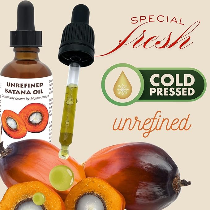 Best Natures Batana Oil for Hair Growth and Repair: Raw Batana Oil from Honduras - 100% Pure & Natural - For Thicker & Stronger Hair. Recognized by Dr. Sebi (2 fl oz)