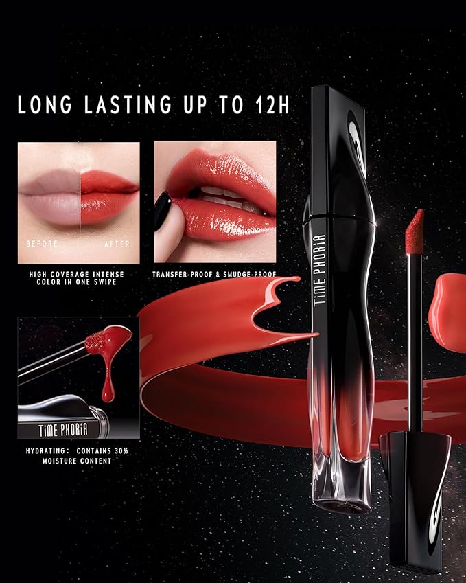 STELLAR DUST LIP STAIN-Long Lasting, Waterproof and Transferproof Lip Tint, Glossy Finish Lip Gloss, Lightweight Lipstick, High Coverage, Stocking Stuffers For Teen Girls (06 NEROSE)