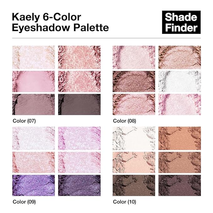 evpct 6 Colors Travel Eye Shadow Palette Makeup, Light Baby Pink Champagne Mink Mauve Pearl White Rose Shimmer Glitter Sparkly High Pigment Mini Eyeshadow Palette for Older Women, Built in Mirror