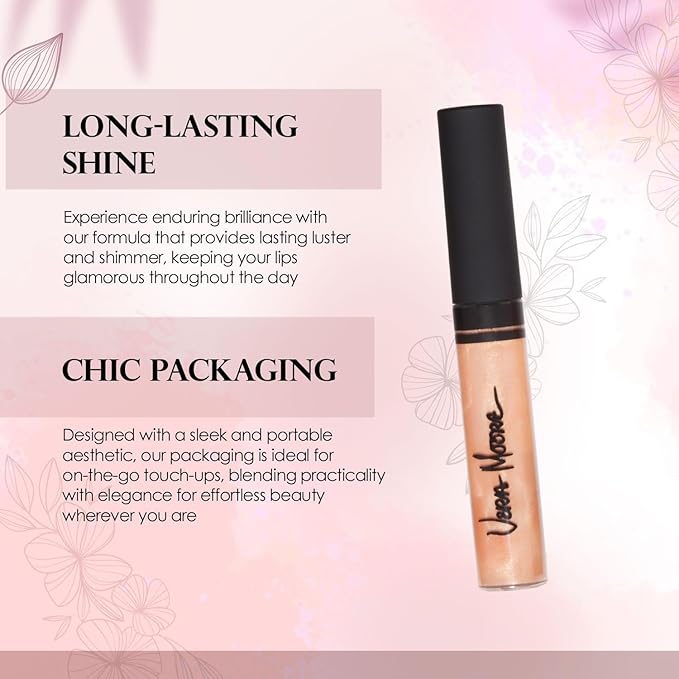 Lip Gloss, Moisturizing Lip Color with Shimmer for Long Lasting Shine, Lightweight Lip Stain, Non-Sticky Lip Gloss with Aloe Vera, W/Vitamin C, E (Naked Innocense)