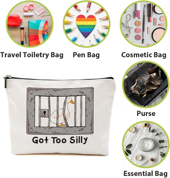 Funny Goose Pun Makeup Bag, Funny Gifts Cosmetic Bag, Goose Gifts Travel Organizer Animal Humor Zipper Pouch Graduation Birthday Friendship Gifts for Women Coworker Best Friend Sister