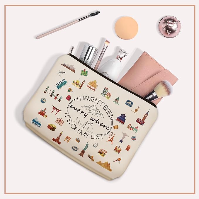 World Travel Gifts Makeup Bag Gift: Cute Cosmetic Bag I Haven't Been Everywhere But It's on My List For Teen Girl & Women Travellers.Ideal Trip Gift Cosmetic Bag For Travel, Birthdays.