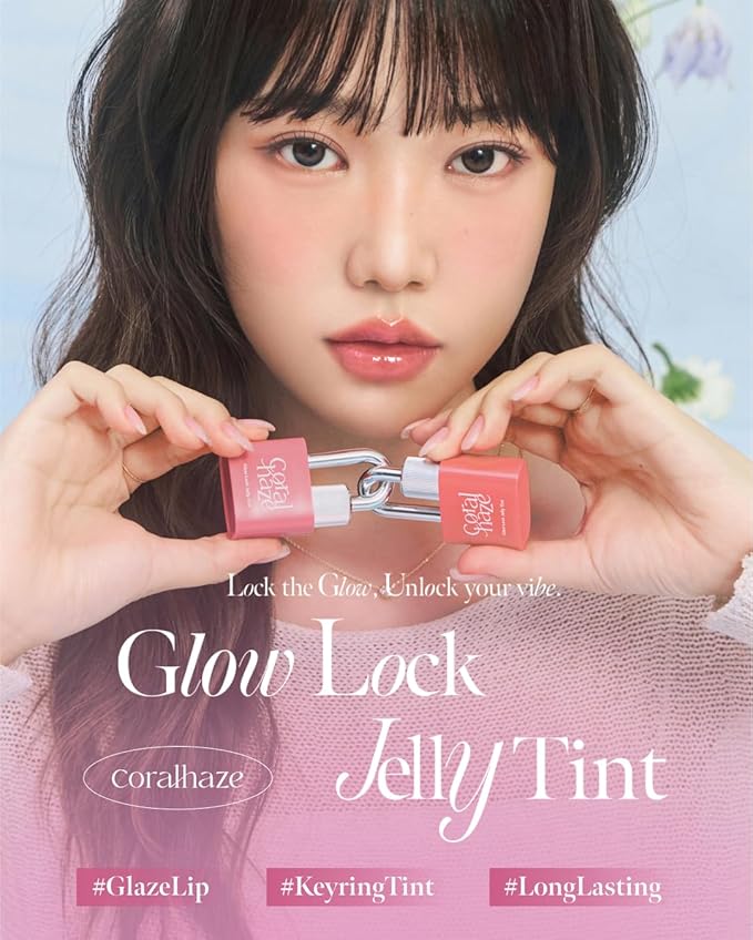 CORLAHAZE Glow Lock Jelly Tint 102 Candy 4g, Hydrating Jelly Glow Lip Stain, Glass-Like Shine Lip Gloss, Long-Lasting Color, Moisturizing Lip Enhancer, Collectible Lock-Shaped Design, Korean Makeup