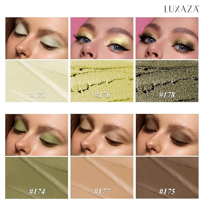 6PCS Cream Eyeshadow Stick Makeup Sets,Green Eye Pencil, Metallic And Matte Shimmer Eye Shadow Eye Brightener Stick Pencil Crayon, C01-Fireflies Light