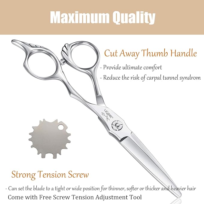JASON 6" Hair Cutting Scissors with Ultimate Sharp Sword Blade, Professional Haircut Scissor Hair Trimming Shear for Barber, Hairdresser, Stylist, Women and Men, Japanese 440C Stainless Steel Gift