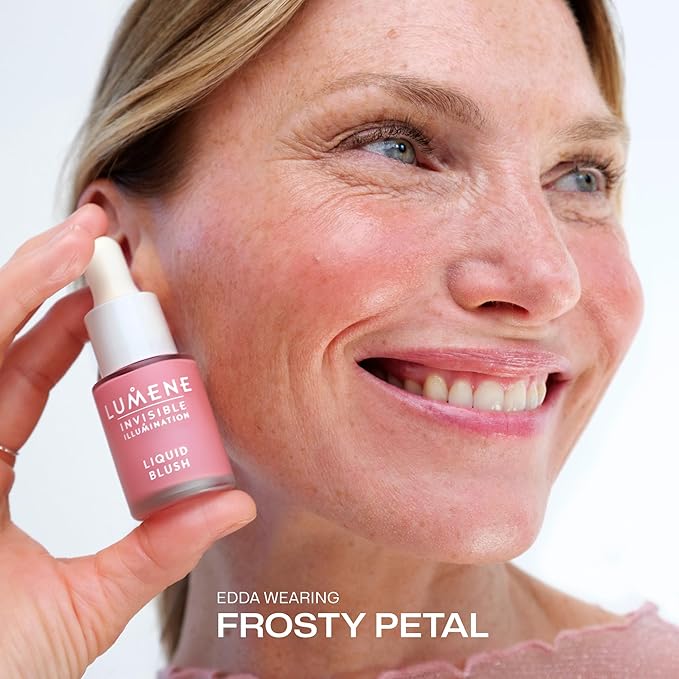 Lumene Invisible Illumination Liquid Blush Frosty Petal 15ml – Buildable Dewy Tint with Arctic Spring Water & Cloudberry Extract – Radiant, Weightless Flush for All Skin Tones