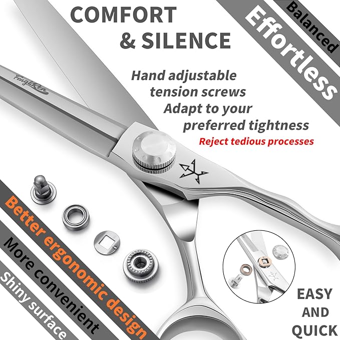 High-end Professional Extremely Very Sharp Barber Hair Cutting Scissors Hairdresser Shears For Hair 6.5 Inch Haircut Scissor Made Of Stainless Steel Alloy For Hairdressing Salon and Home Use