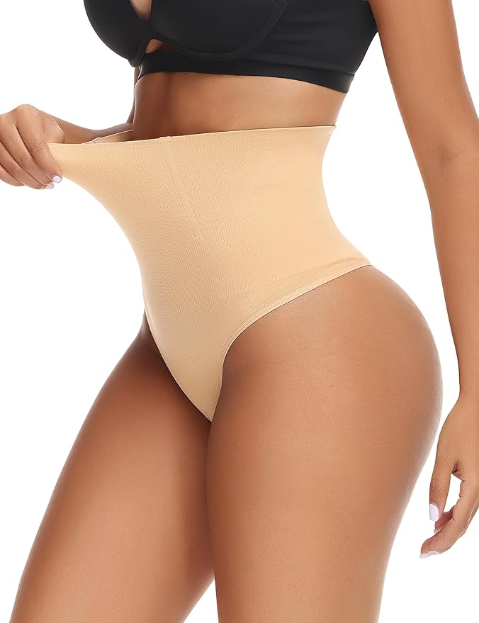 Niceuare Tummy Control Thong Shapewear for Women High Waist Body Shaper Underwear Seamless Comfortable Panty Thong