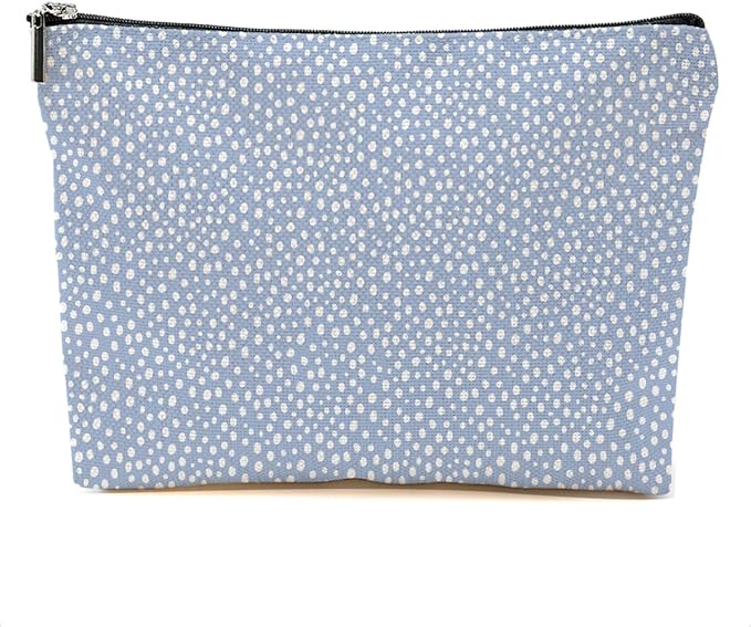 Vintage Polka Dots Blue Makeup Bag Cosmetic Bag Friend Friendship Gifts for Women Girls Sister Coworker Auntie Botanical Travel Organizer Zipper Pouch Christmas Thanksgiving Birthday Gifts