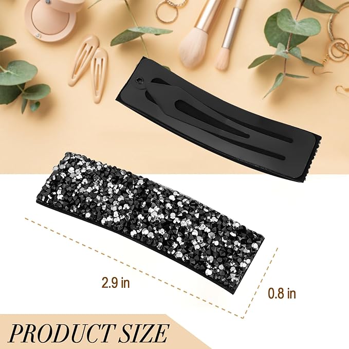Rhinestone and Crystal Hair Clips 2-Pack, Sparkly Barrettes & Elegant Bling Accessories for Women & Girls(Set15)
