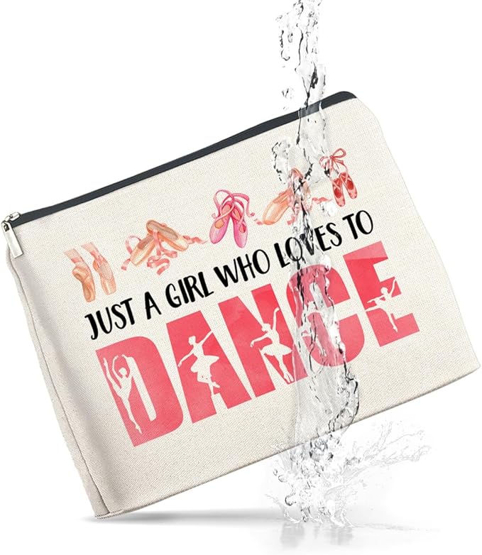 Dance Gifts Makeup Bag for Girls & Women Students & Dancers - Cosmetic Bag with Zipper for Dance Competition