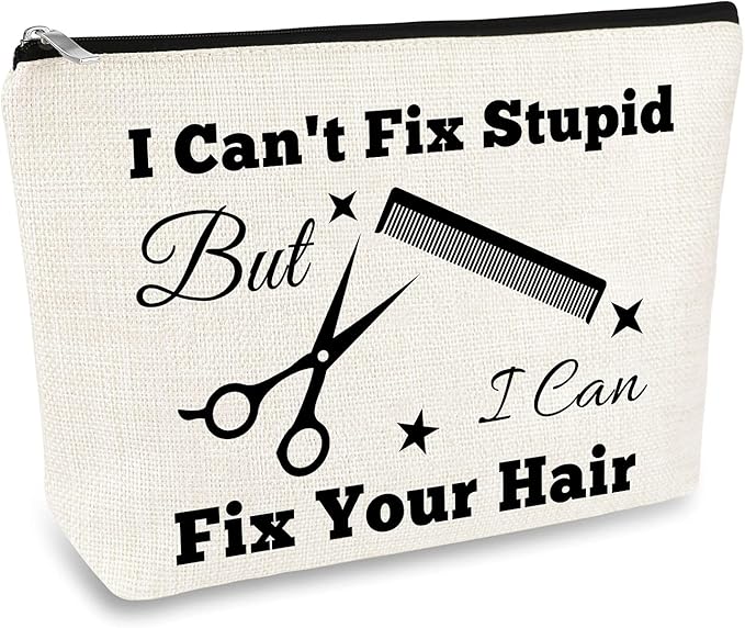 Hairdresser Gifts Hair Stylist Makeup Bag Hair Stylist Gifts Cosmetic Bags Funny Hair Dresser Gift Cosmetic Pouch Zipper Makeup Case Christmas Inspirational Graduation Gift for Hairdresser