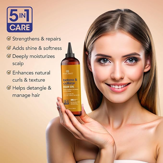 Botanic Hearth Caffeine & Batana Oil For Hair Growth (6.7 fl oz)|Nourishing And Strengthening Hair Treatment For Thicker, Healthier|Looking Hair | Paraben Free | Suitable For All Hair Types