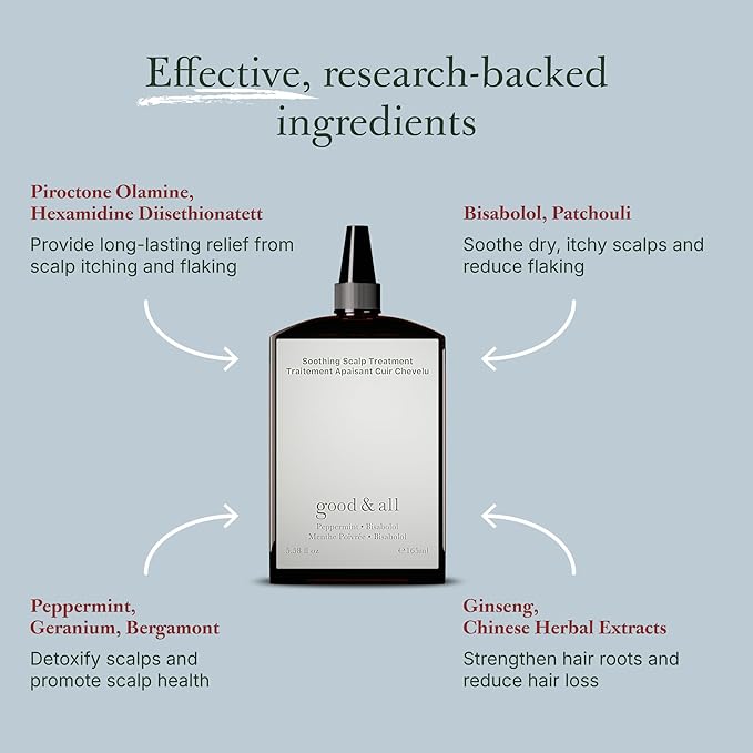 Good&All Dry Itchy Scalp Treatment - Leave-in Itch Relief with Peppermint & Bisabolol, Fragrance-Free, Paraben-Free, Vegan, Cruelty-Free - 5.58 fl oz