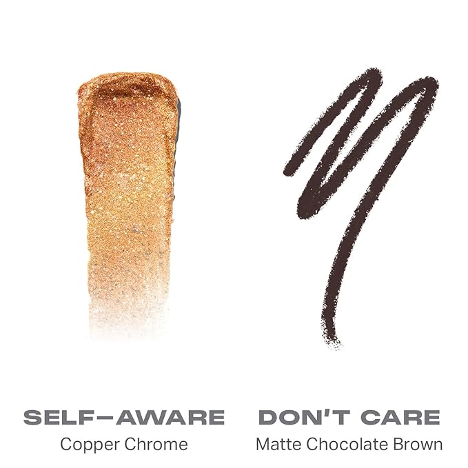Morphe Mixed Signals Dual-Ended Eyeshadow Stick - Cream Eyeshadow Pigment & Chrome Liquid Flakes for Bold, Layered Eye Makeup Looks - Self Ware/Don't Care (0.96 oz)