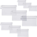 Quotidian Flat Clear Mesh Zippered Pencil Pouch White Travel Bag Makeup Organizer 3-Size Pack of 9 - Business Trip Fitness Purse Insert