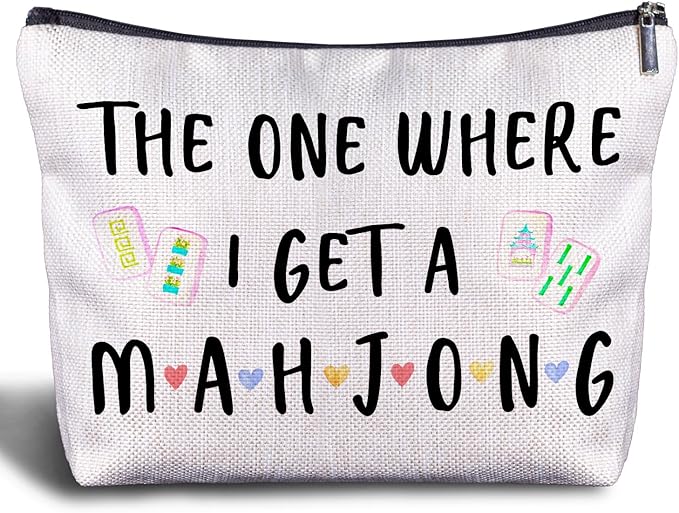 Mahjong Gifts Cosmetic Bag - Mahjong Makeup Bag Women's Zippered Bag, Friendship Gifts for Mahjong Lover- C