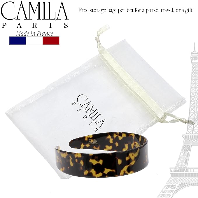 Camila Paris CP3460 French Headband for Women, Handmade Tokyo, Strong Hold Grip Women's Hair Band, Ligth and Very Flexible, No Slip and Durable Styling Girls Hair Accessories, Made in France