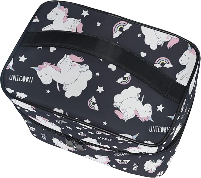 Makeup Bag, Cute Unicorn Rainbow Travel Makeup Organizer Bag Cosmetic Cases Toiletry Bags for Girl Women Ladies