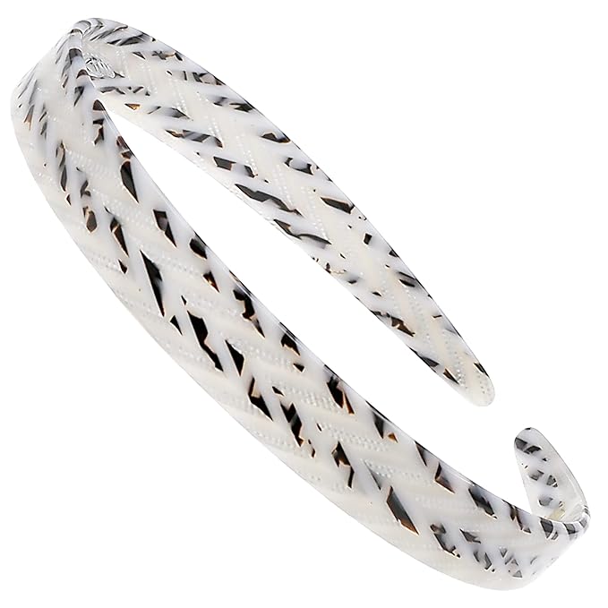 Camila Paris CP3468 French Headband for Women, Handmade White and Gray, Strong Hold Grip Women's Hair Band, Ligth and Very Flexible, No Slip and Durable Styling Girls Hair Accessories, Made in France