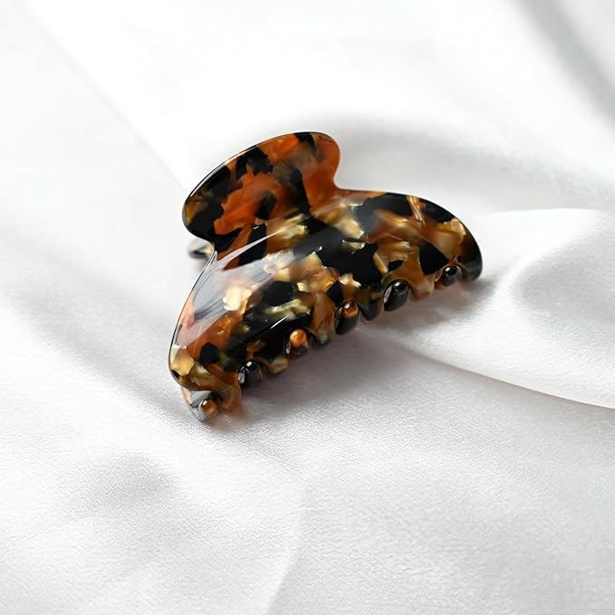 Handmade Celluloid Acetate French Design Barrettes Tortoise Shell Claws Hair Claw Luxury Fashion Accessories Hair Clip for Women (black gold)