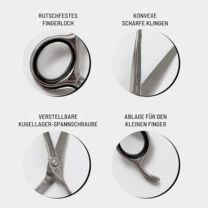 Professional Hair Cutting Scissors 6.5" - German High Carbon Steel Barber Shears with Convex Blades, Ergonomic Design for Salon & Home Use - Pius Lang