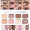 evpct 8 Colors Cream Eye Shadow Palette Makeup for Older Women, Nude Rose Pink Coffee Beige Brown Matte Shimmer Glitter Metallic Dual Eyeshadow Palette Pot creme, Eye Brightener Makeup Highlighter