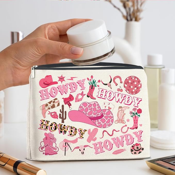 Cowgirls Gifts Makeup Bag Western Cowgirl Gifts for Girls Women Howdy Cowgirl Zipper Makeup Pouch