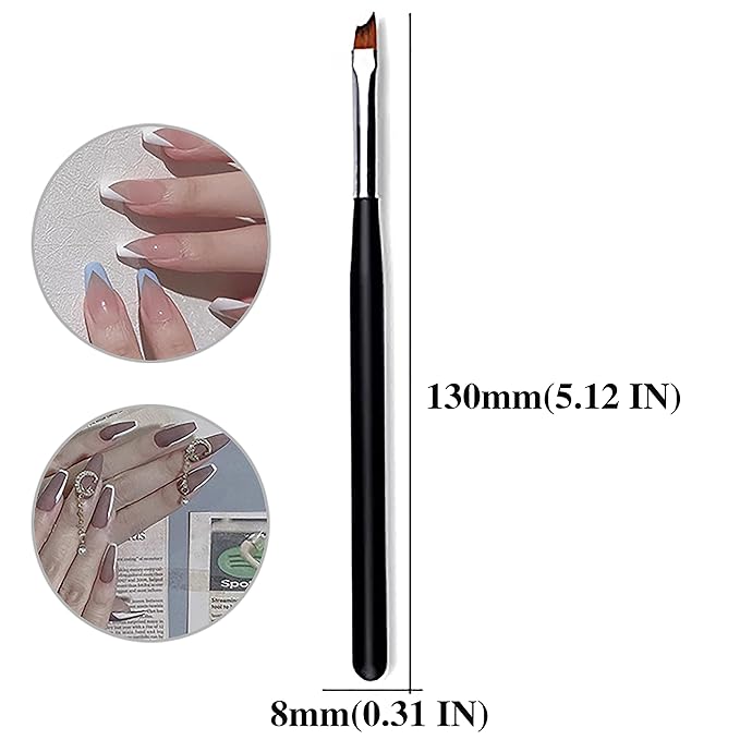 WOKOTO 10pcs French Nail Brushes For Nails 2 Style Moon Shape French Brush For French Tip Nail Brushes French Manicure Brush For Women Nail Art Brushes Nails Wood Penholder French Tip Nail Tools