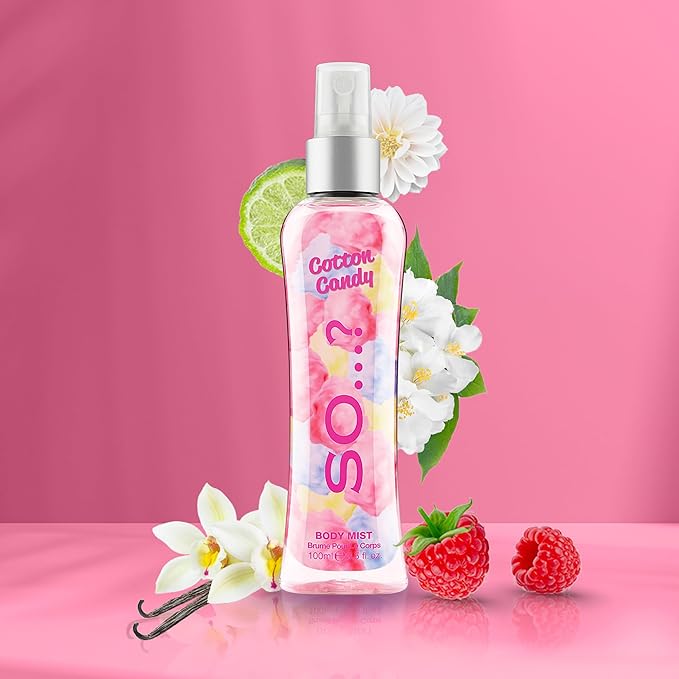 So...? Cotton Candy Body Mist Perfume for Women - Sweet Vanilla Perfume with Notes of Bergamot, Raspberry, Candy Floss - Gifts for Women - 3.5 oz