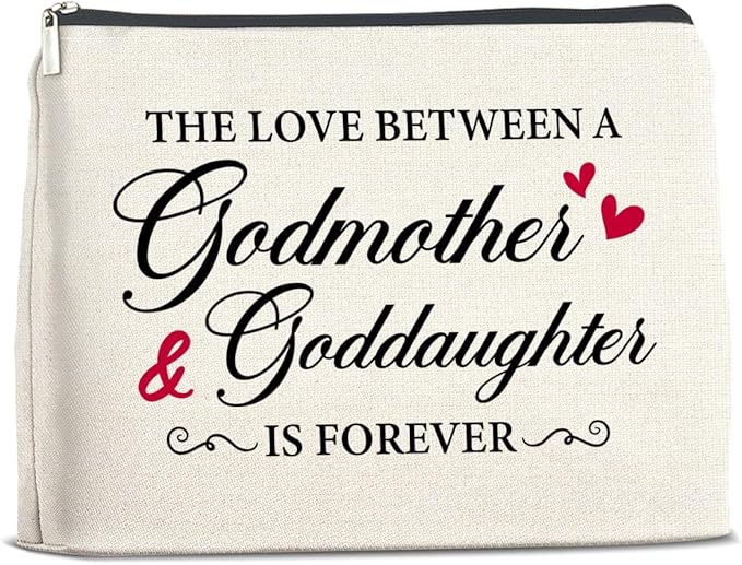 Makeup Bag Godmother Gifts from Goddaughter, Gifts for Godmother and Goddaughter Cosmetic Bag Zipper Makeup Pouch