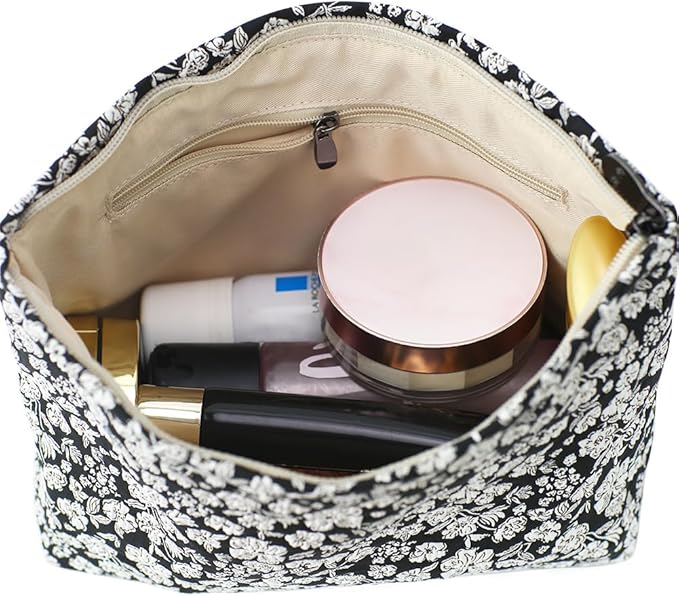 Floral Jacquard Makeup Bag - Large Capacity Cosmetic Pouch for Travel, Toiletry Organizer with Zipper, Perfect for Daily Use & Gifts, Stylish Make Up Organizer, Purses for Women Clearance
