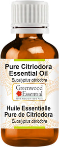 Greenwood Essential Citriodora Essential Oil (Eucalyptus citriodora) Pure | Non-Sticky | Non-Greasy | Lightweight | Men & Women | All Skin Types | Steam Distilled 30ml (1 oz)