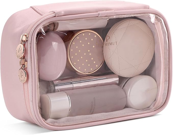 Pocmimut Small Makeup Bag,Clear Make Up Bag Organizer Cute Stuff Pouch Traveling Compact Toiletry Bag Car Bag for Travel Essentials,Pink
