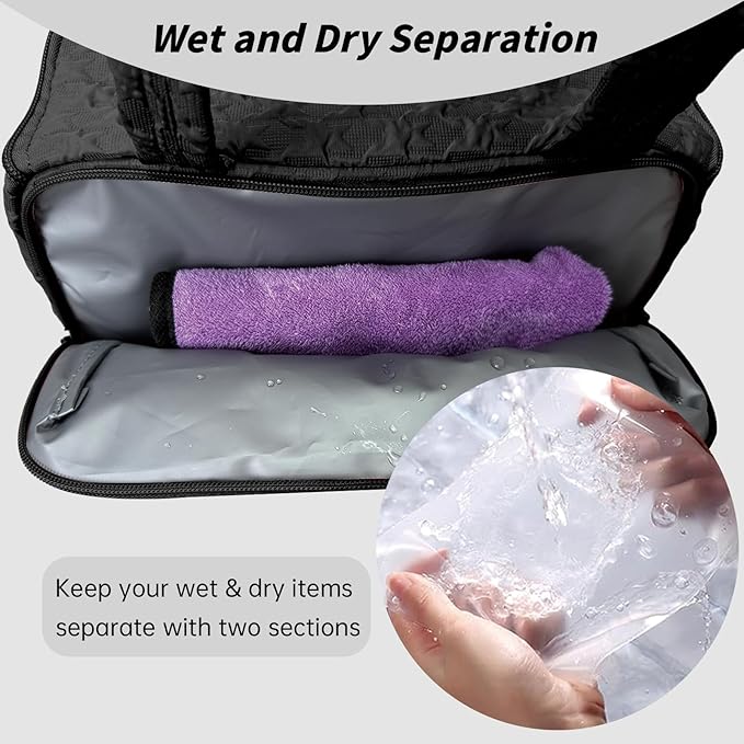 SUNRISING Travel Toiletry Bag Makeup Bag for Women, Large Water-Resistant Travel Cosmetic Make Up Bag with Handle，Travel Toiletry Bags for Compartments Accessories Essentials-Black