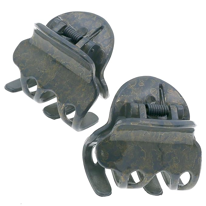 Camila Paris CP3087 French Hair Clip for Women, Set of 2 Small Gray Girls Hair Claw Clips Fashion Durable Hair Accessories for Women, Luxury Ladies Strong Hold No Slip Grip Clamp, Made in France