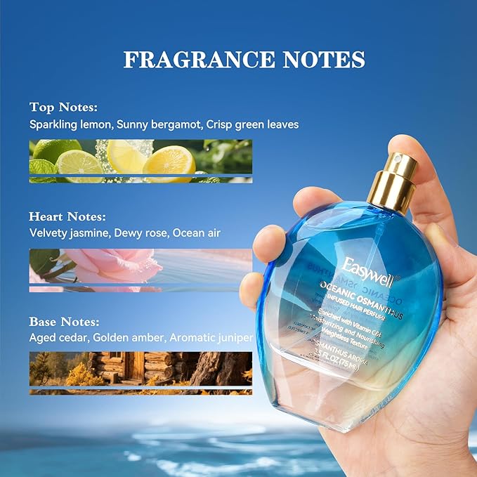 Hair Perfume for Women, Eau De Toilette Spray with Vitamin B5, Moisturizing & Nourishing Hair, Clean Fragrances Hair Spray Women, Daily Hair Repair Mist, Oceanic Osmanthus, 2.5 fl oz