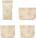 4Pcs Small Purse Cosmetic Bags,Mini Leather Makeup Bag for Women,Waterproof Portable Makeup Pouch No Zipper Squeeze Closure Coin Purse Lipstick Bag Accessories,Travel Kit Storage Pouch (Floral)