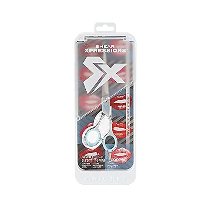 Cricket Shear Xpressions 5.75" Professional Hair Cutting Scissors - Barber Scissors, Japanese Stainless Steel, Comfort Silencer, Ideal for Stylists and Home Use, Silver Tongue