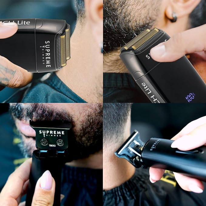 Supreme Trimmer 2-in-1 Crunch Lite Foil Shaver & DLC T-Shaper Trimmer Set | ST5206 Beard Trimmer STF600 Electric Razor | Travel or at Home Hair Cutting Kit | Black