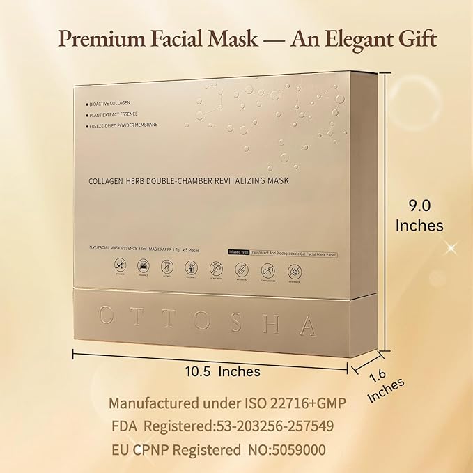 Bioactive Collagen Face Mask,Separated Serum Gel 33ml And Powder Membrane, Real Deap Skin Care Beauty SPA,Hydrating,Repairing,Revitalizing, Anti-Aging (5 pair)