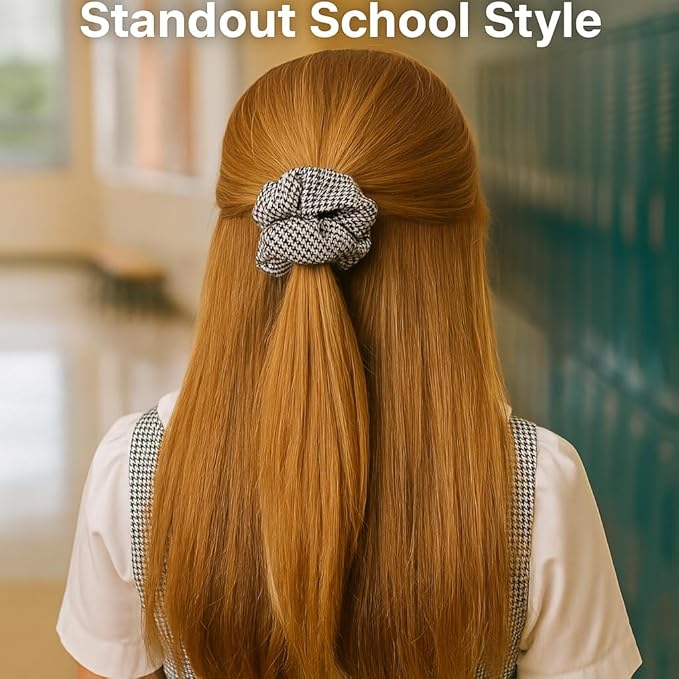 Plaid scrunchie, ClassExceed school uniform plaid, Back to school, handmade school uniform hair accessories (Houndstooth)