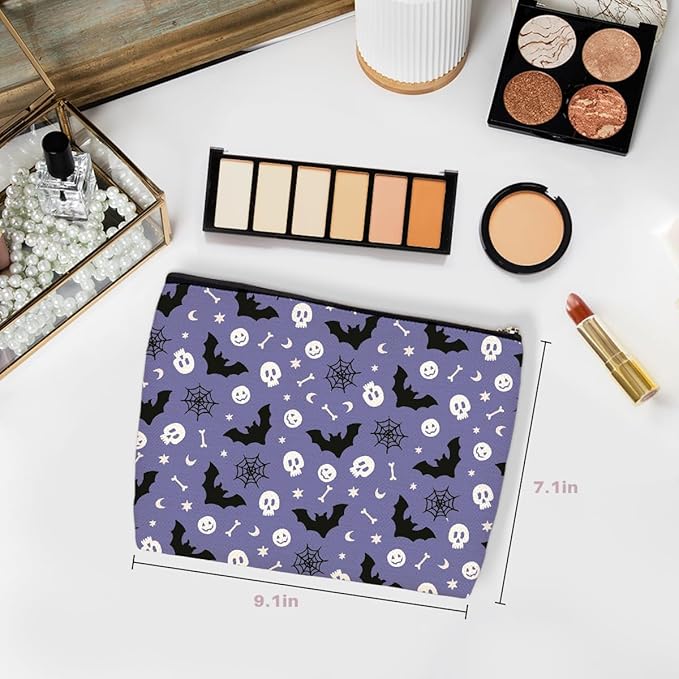 Halloween Themed Makeup Bag, Large Capacity Travel Makeup Case Cosmetic Bags for Women, Portable Pouch Purse Travel Essentials Toiletries Accessories, Halloween Gifts for Women