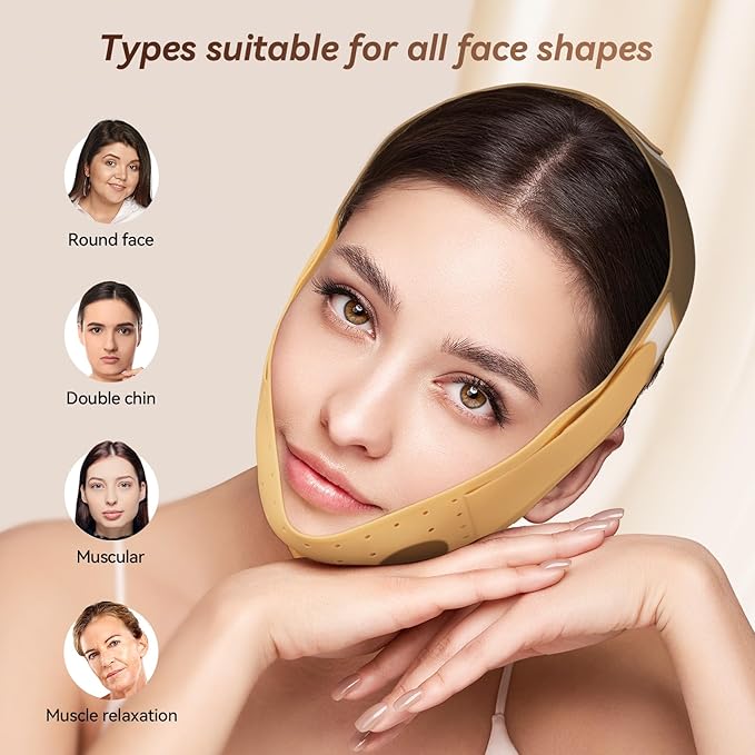 Reusable V Line Silicone Face Strap, Soft Silicone Chin Strap for Women 23-27 Inches (blown)