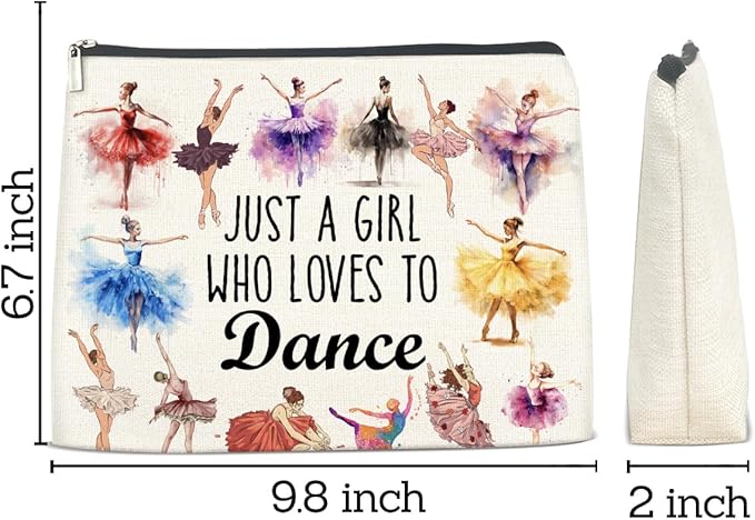 Ballet Gifts Makeup Bag for Women Girls Daughter, Inspirational Appreciation Gifts for Dancers Teacher Coach Birthday Christmas Friendship Cosmetic Bag with Zipper Travel Toiletry Pouch for Purse